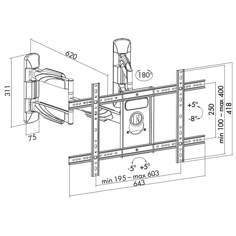 Logilink BP0047 37"-70" TV Corner Wall Mount Tilt Swivel Black