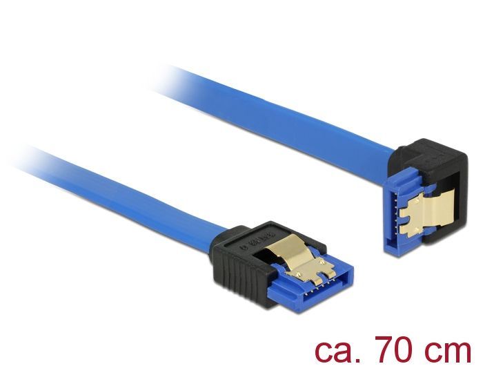 DeLock SATA 6 Gb/s straight > SATA downwards angled 0,7m Blue