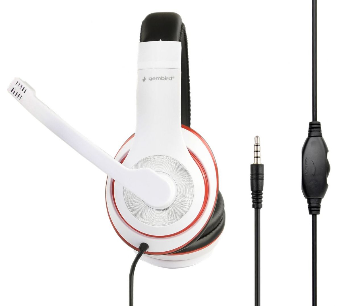 Gembird MHS-03-WTRDBK Stereo Headset White/Red/Black