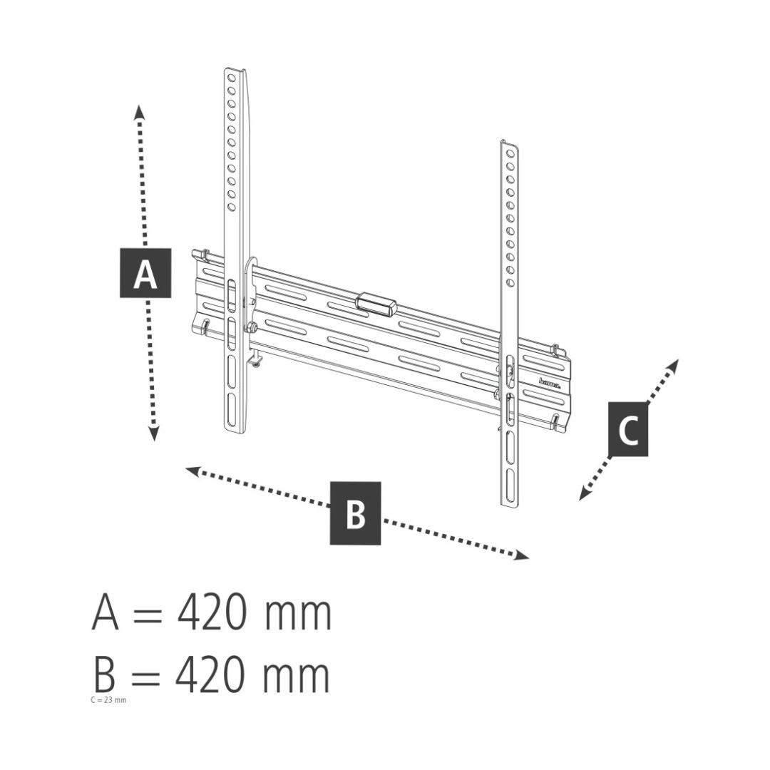 Hama TV Wall Bracket Rigid 165cm (65") to 35kg Wall Spacing 2,3cm