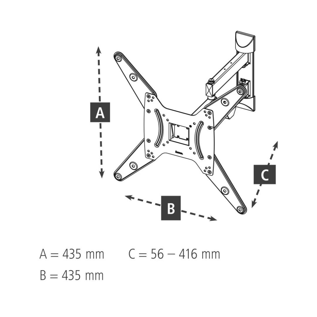 Hama TV Wall Bracket Swivel Tilt Pull-out 165cm (65") up to 25kg