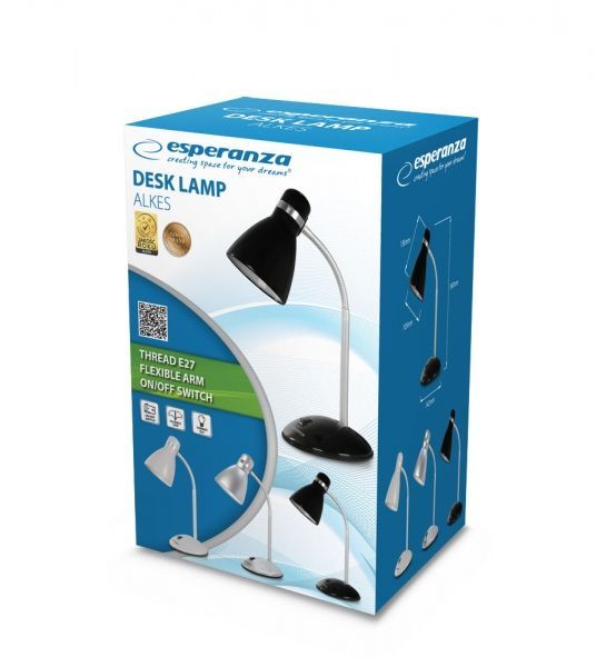 Esperanza Alkes E27 Desk Lamp Black