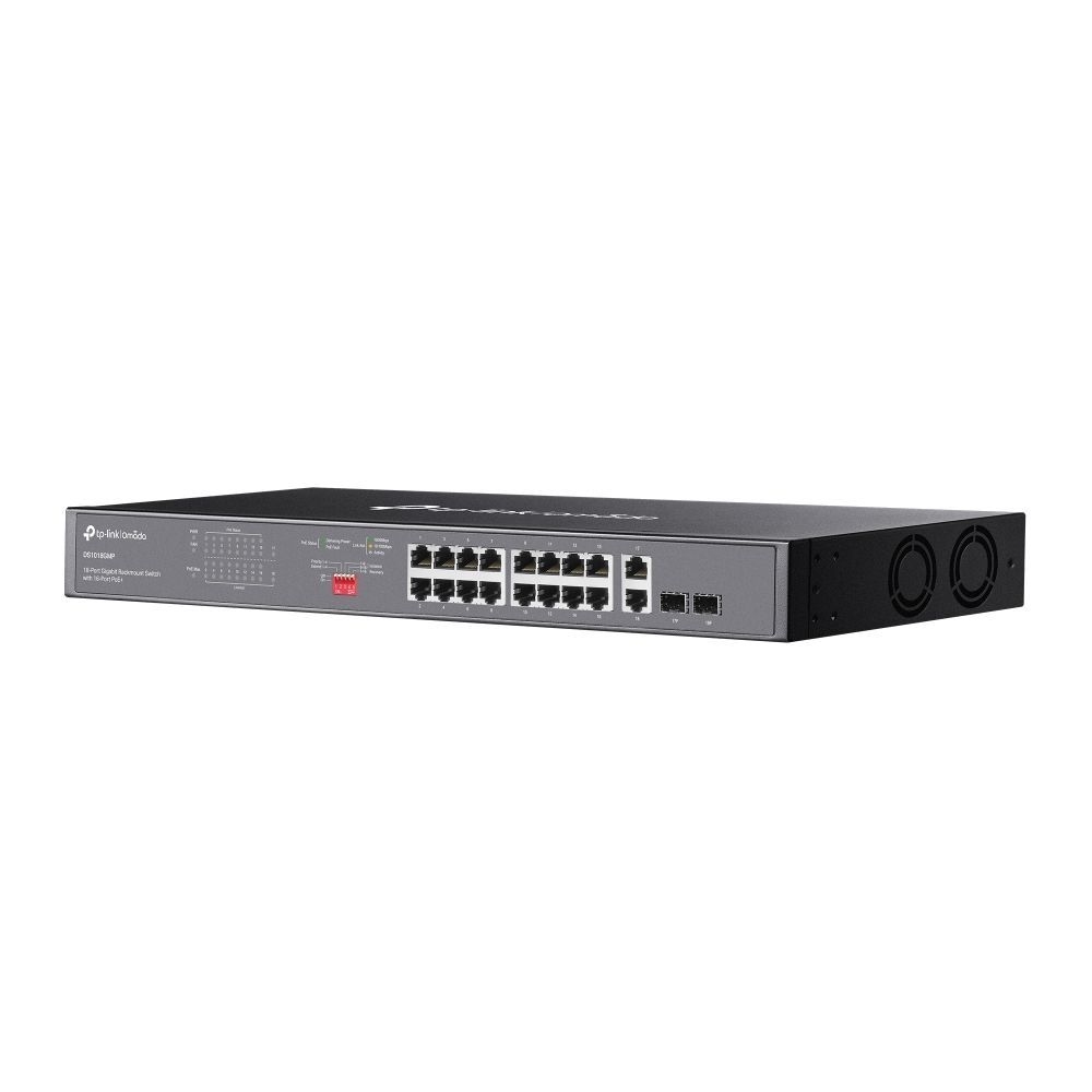 TP-Link DS1018GMP Omada 18-Port Gigabit Unmanaged Rackmount Switch with 16-Port PoE+