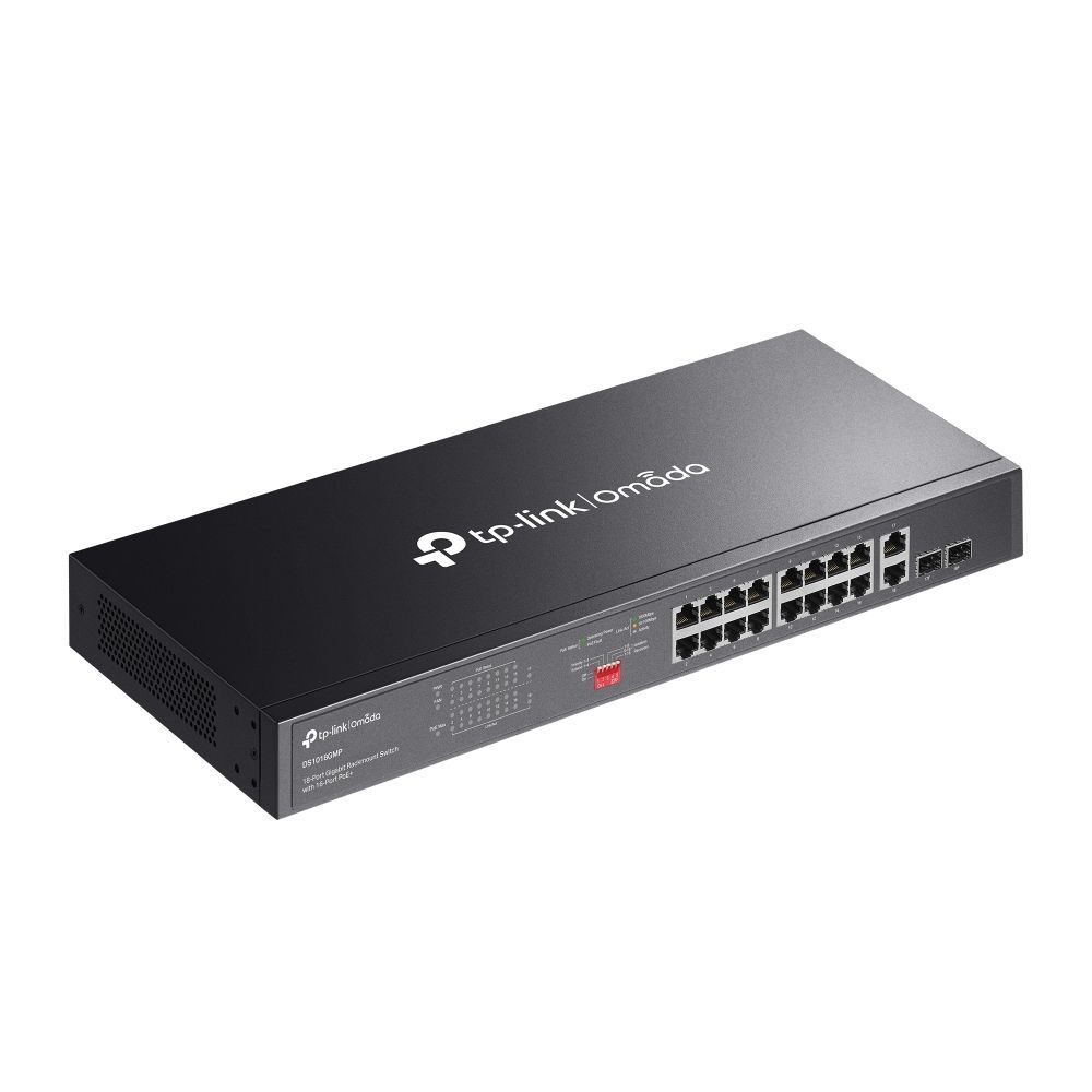 TP-Link DS1018GMP Omada 18-Port Gigabit Unmanaged Rackmount Switch with 16-Port PoE+