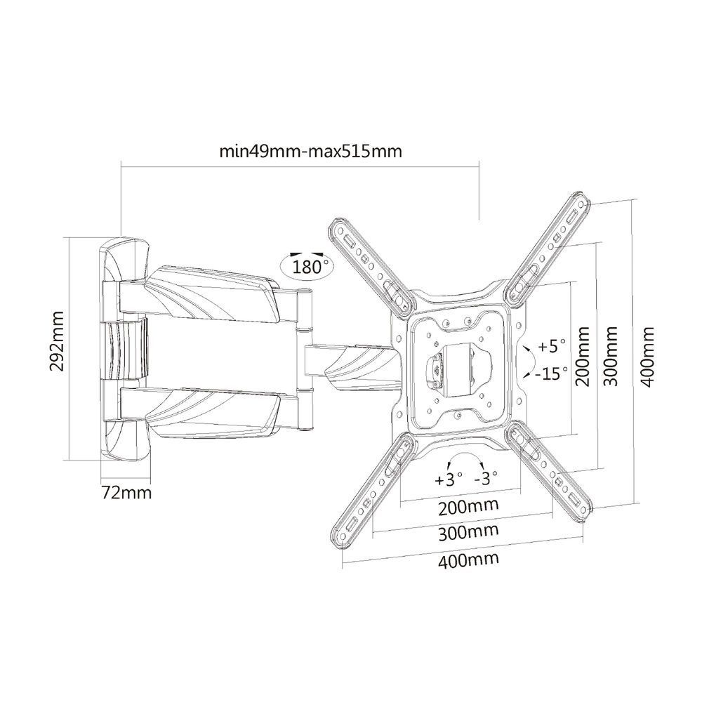 ACT Full Motion TV Wall Mount 23" to 55" VESA Black