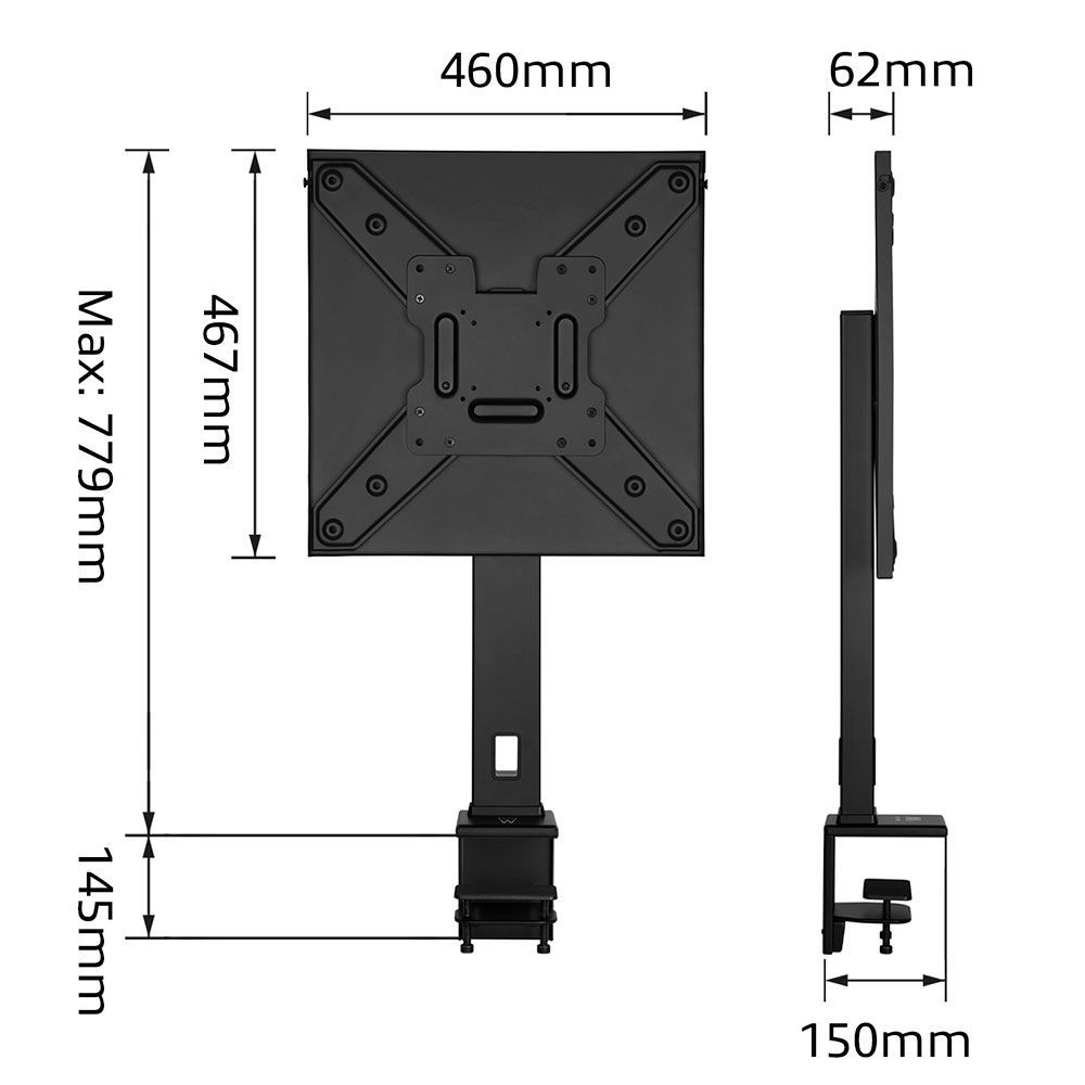 Ewent EW1543 Flatscreen Desk Clamp 37 Up To 55 Inch Black