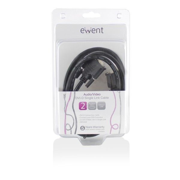 Ewent DVI-D (18+1) Single Link M/M 2m Black