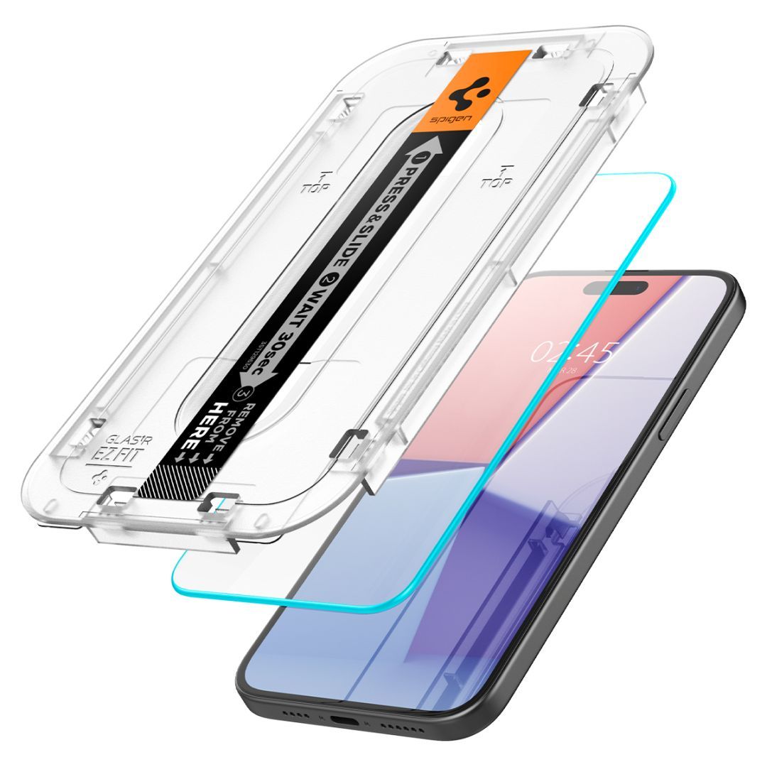 Spigen iPhone 15/16 Screen Protector EZ FIT GLAS.tR Transparency (2 Pack)