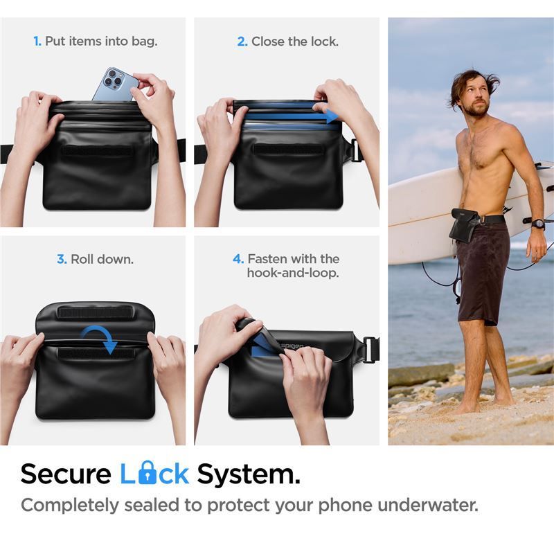 Spigen Aqua Shield WaterProof Floating Case + WaterProof Waist Bag A621 Set Black