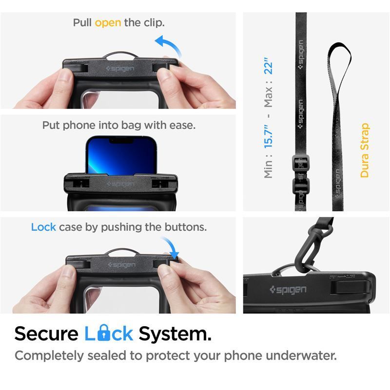 Spigen Aqua Shield WaterProof Floating Case + WaterProof Waist Bag A621 Set Black