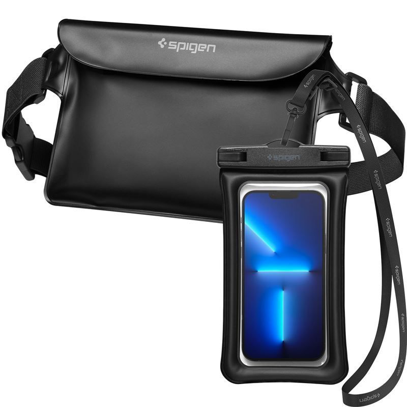 Spigen Aqua Shield WaterProof Floating Case + WaterProof Waist Bag A621 Set Black