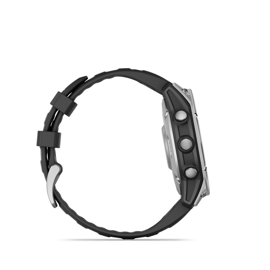 Garmin Fenix E Silver with Black Silicon Band