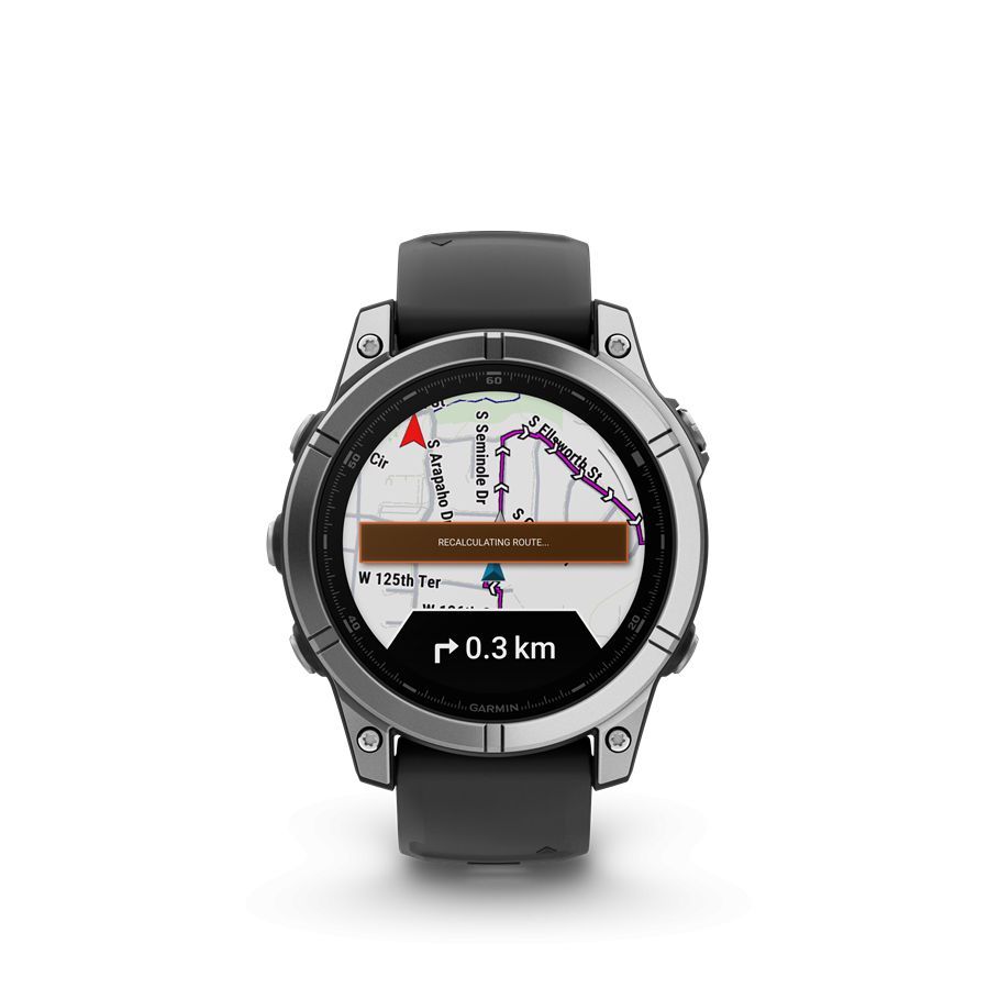 Garmin Fenix E Silver with Black Silicon Band