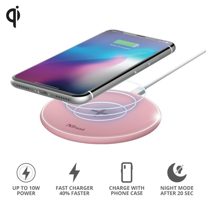 Trust Qylo Fast Wireless Charging Pad 7.5/10W Pink