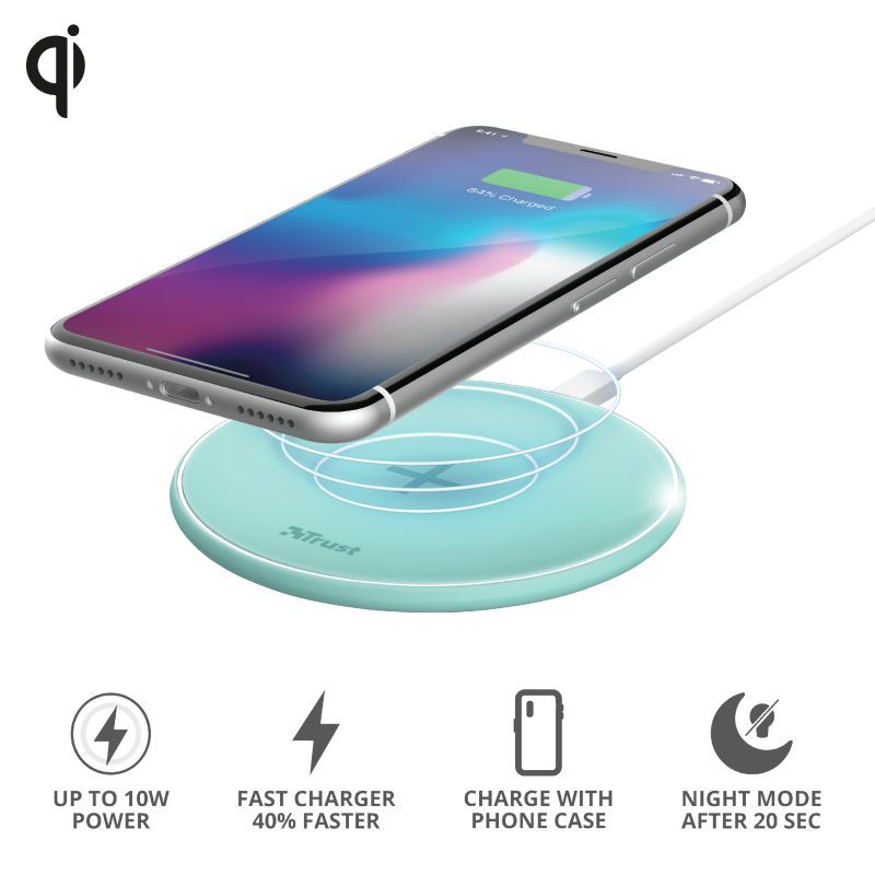 Trust Qylo Fast Wireless Charging Pad 7.5/10W Turquoise