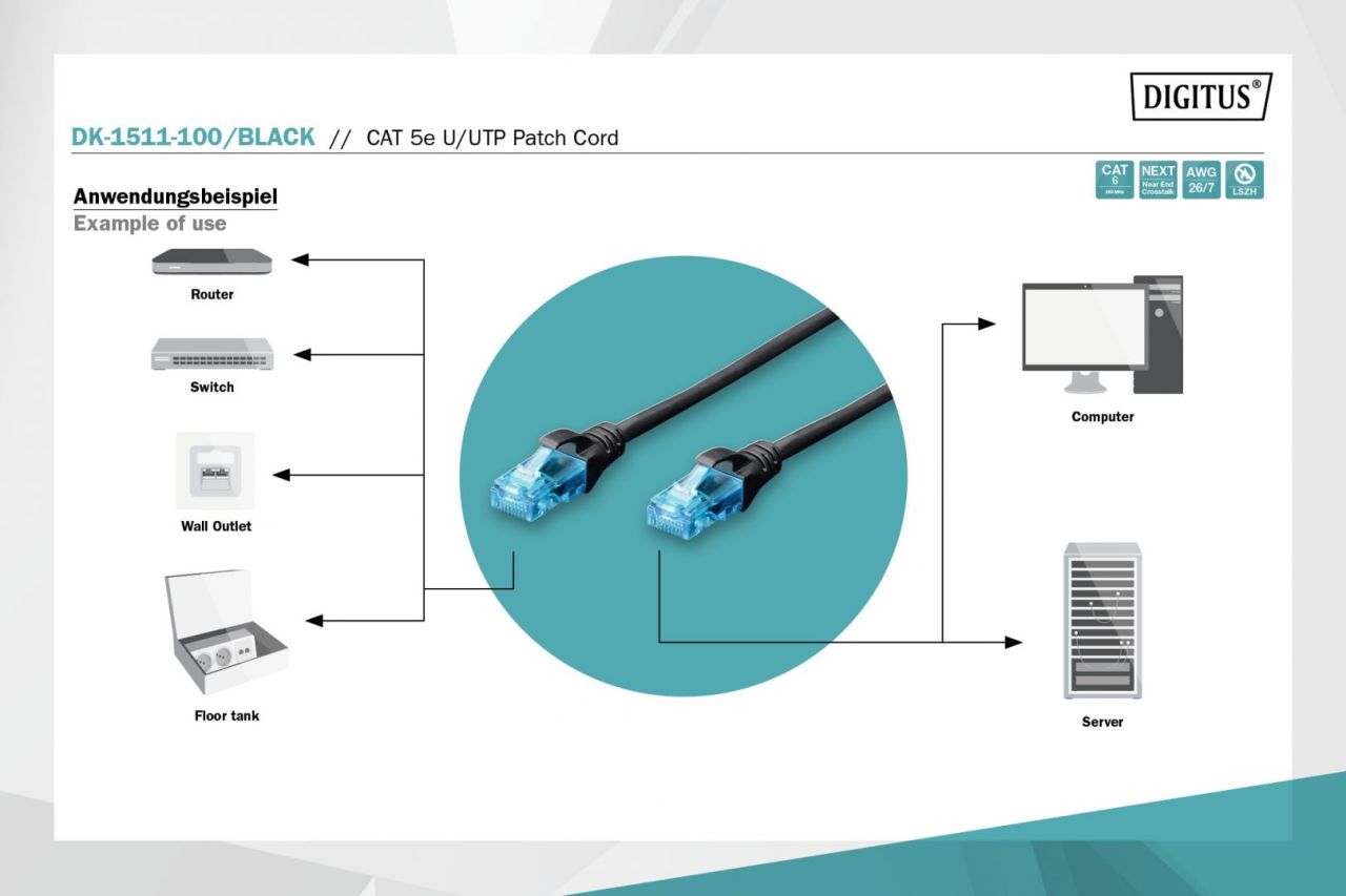 Digitus CAT5e U-UTP Patch Cable 10m Black