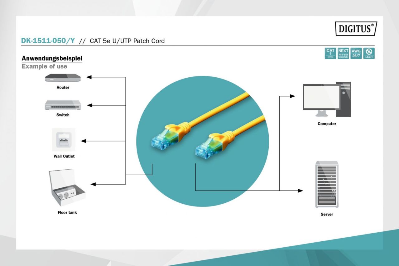 Digitus CAT5e U-UTP Patch Cable 5m Yellow