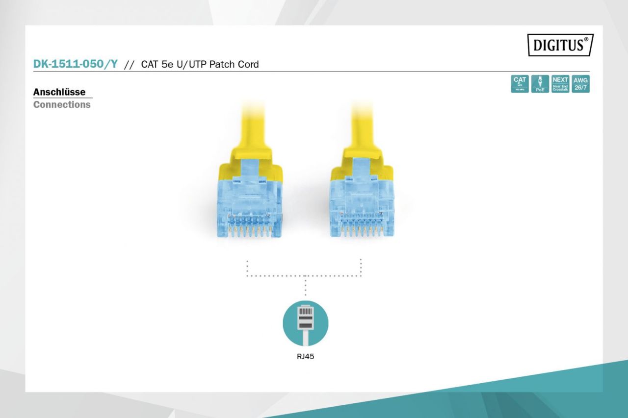 Digitus CAT5e U-UTP Patch Cable 5m Yellow