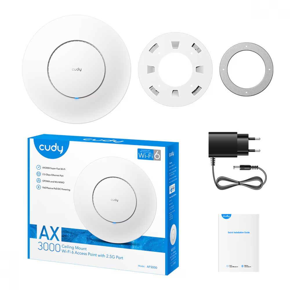 Cudy AP3000 AX3000 Ceiling Mount Wi-Fi 6 Access Point with 2.5G Port