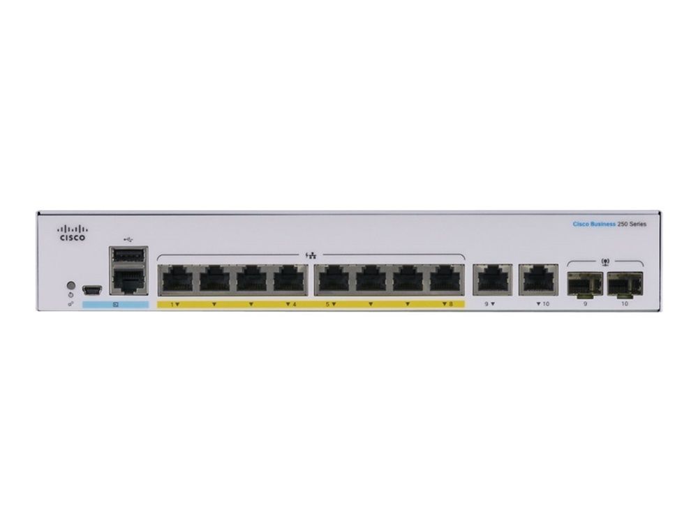 Cisco CBS250-8P-E-2G 8-port Business 250 Series Smart Switch