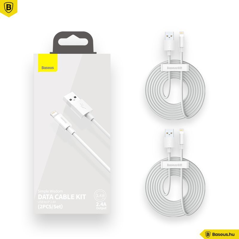 Baseus Simple Wisdom Lightning Cable 1,5m (2db/cs) White