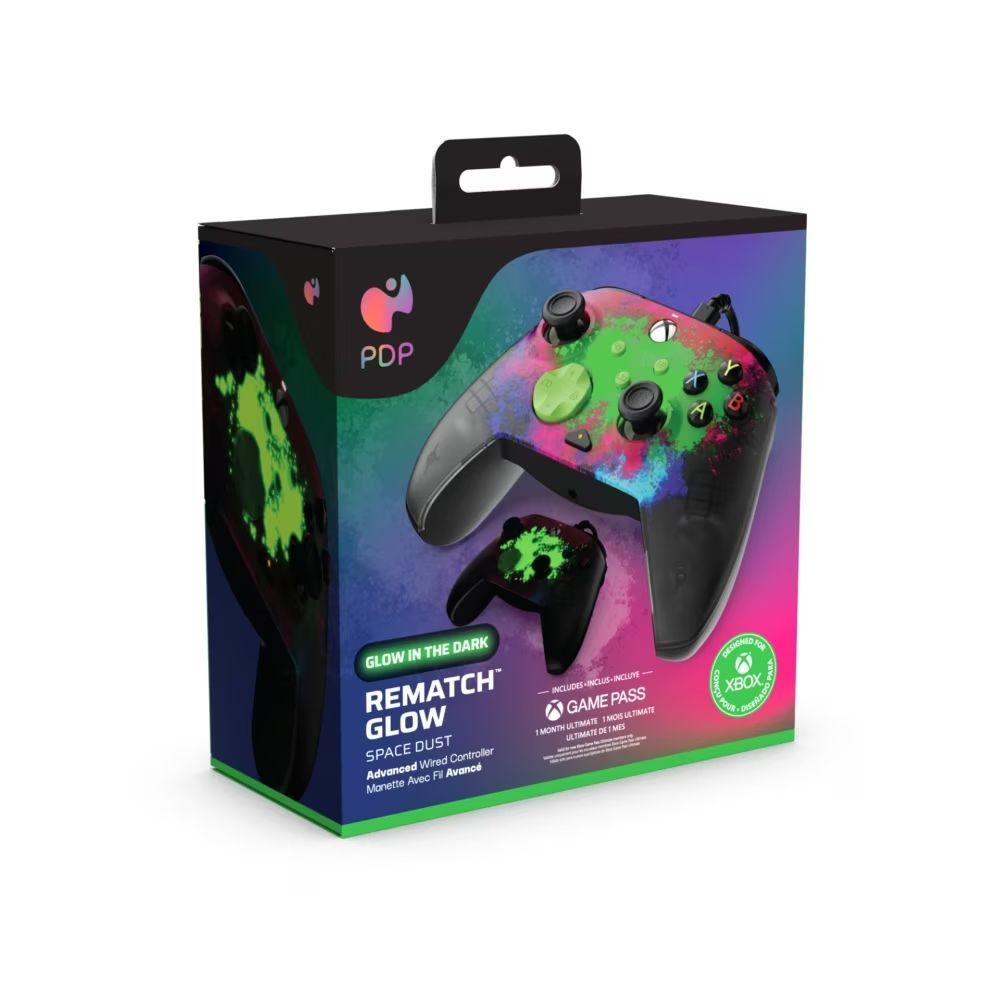 PDP Rematch Glow Adevanced USB Gamepad Space Dust Glow in the Dark