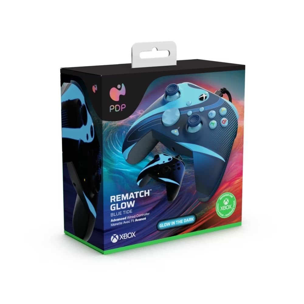 PDP Rematch Glow Adevanced USB Gamepad Blue Tide Glow in the Dark