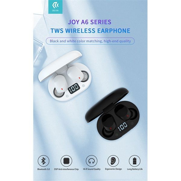 Devia ST351013 Joy A6 TWS Bluetooth Headset Black