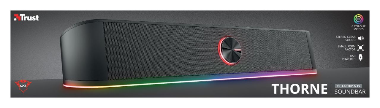 Trust GXT 619 Thorne RGB Illuminated Soundbar Black