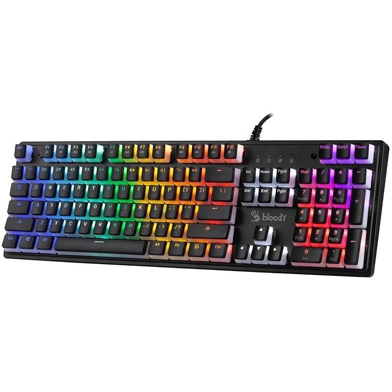 A4-Tech Bloody S510R Blue Switch Gamer Keyboard Pudding Black US