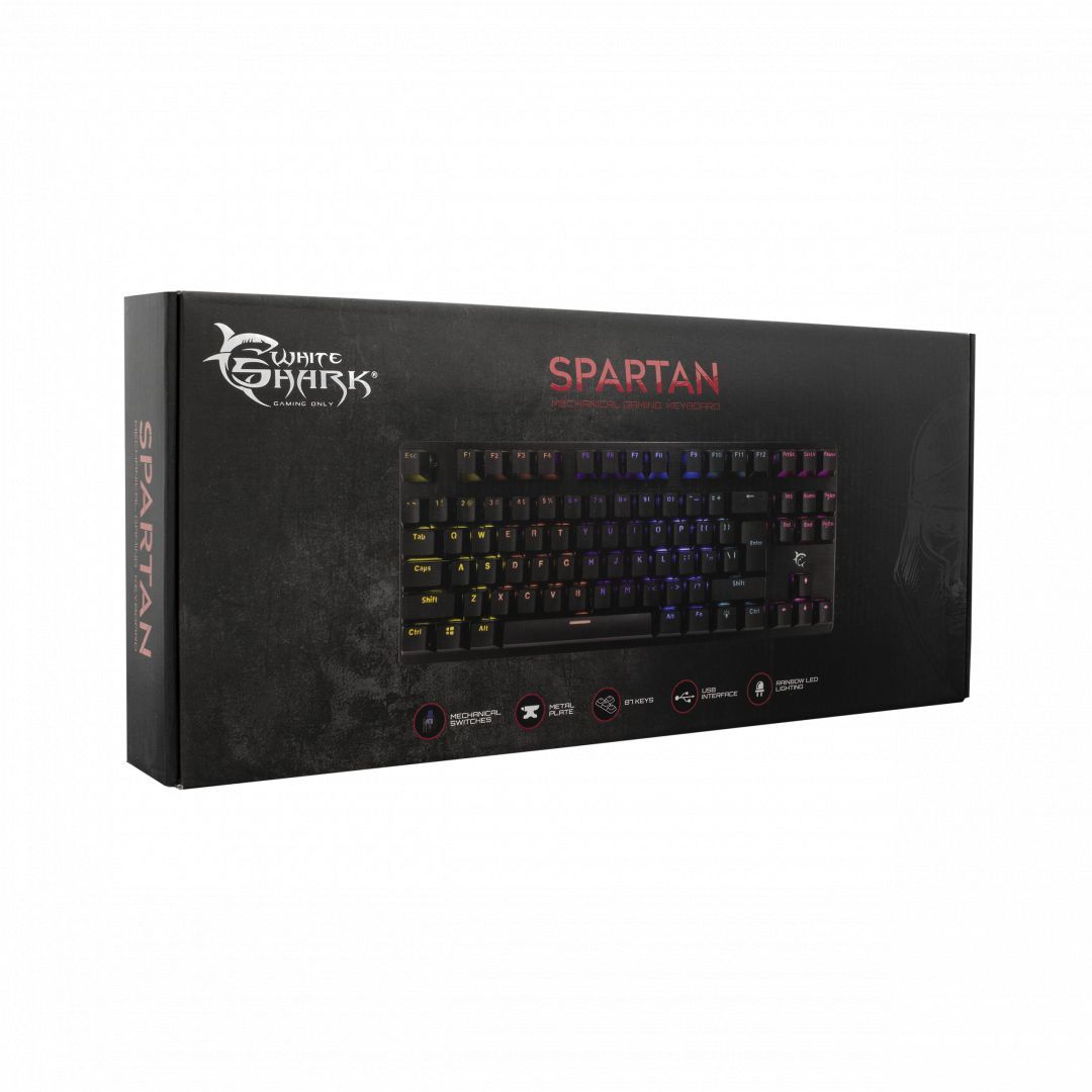 White Shark GK-1925 Spartan RGB Blue Switch Mechanical Keyboard Black US