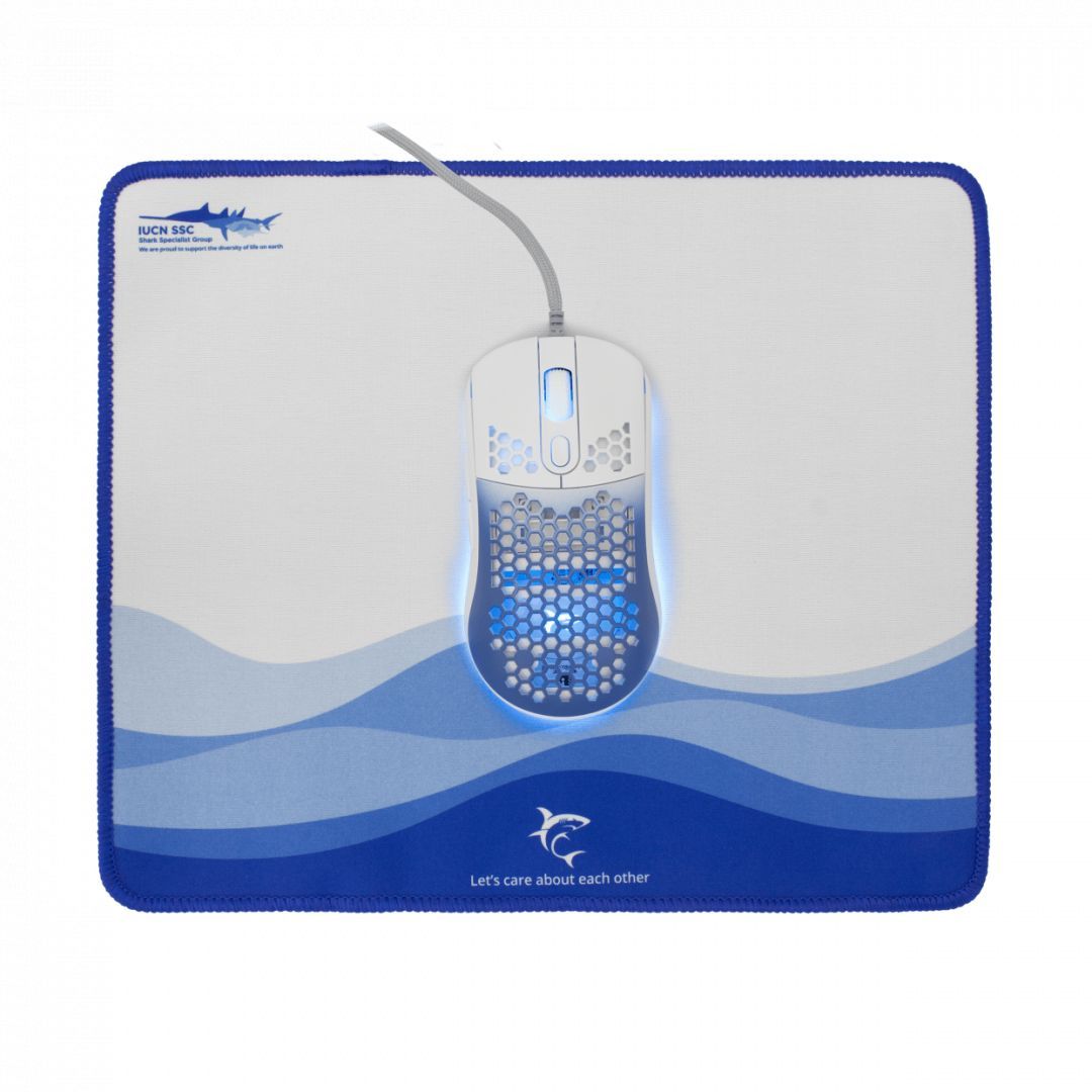 White Shark GMP-2201 Megalodon Gaming mouse + egérpad Set Blue/White