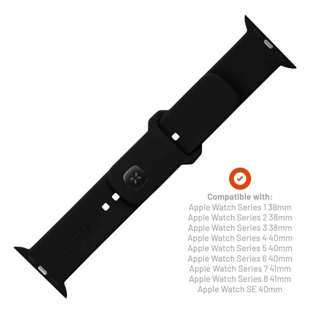 FIXED szilikon sportos óraszíj Apple Watch 38/40/41mm-es okosórákhoz, fekete