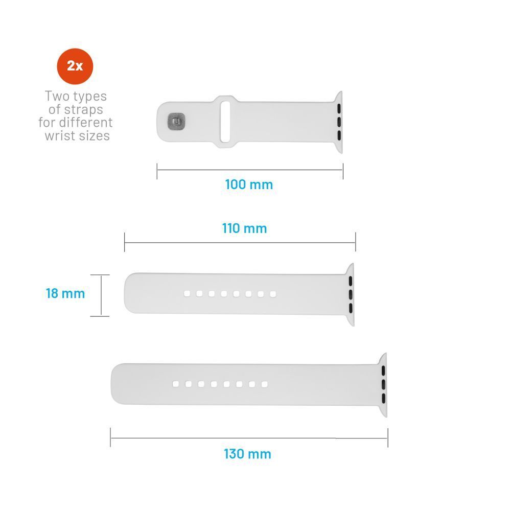 FIXED szilikon sportos óraszíj Apple Watch 38/40/41mm-es okosórához, fehér