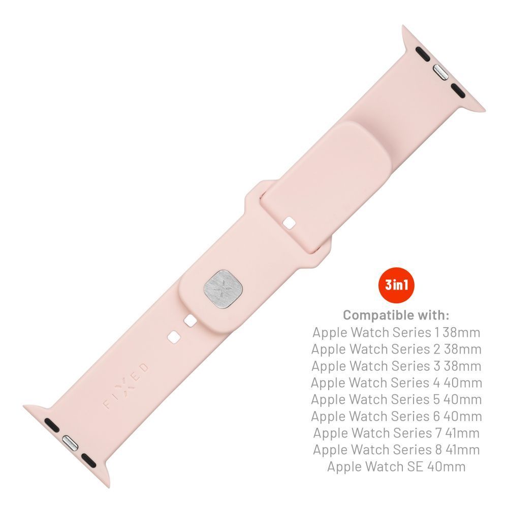 FIXED szilikon sportos óraszíj Apple Watch 38/40/41mm-es okosórához, rózsaszín