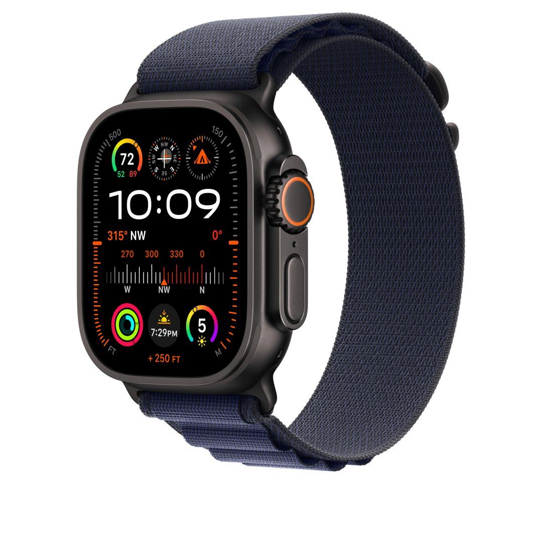 Apple Watch 49mm Alpine Loop Navy Black Titanium Finish Large