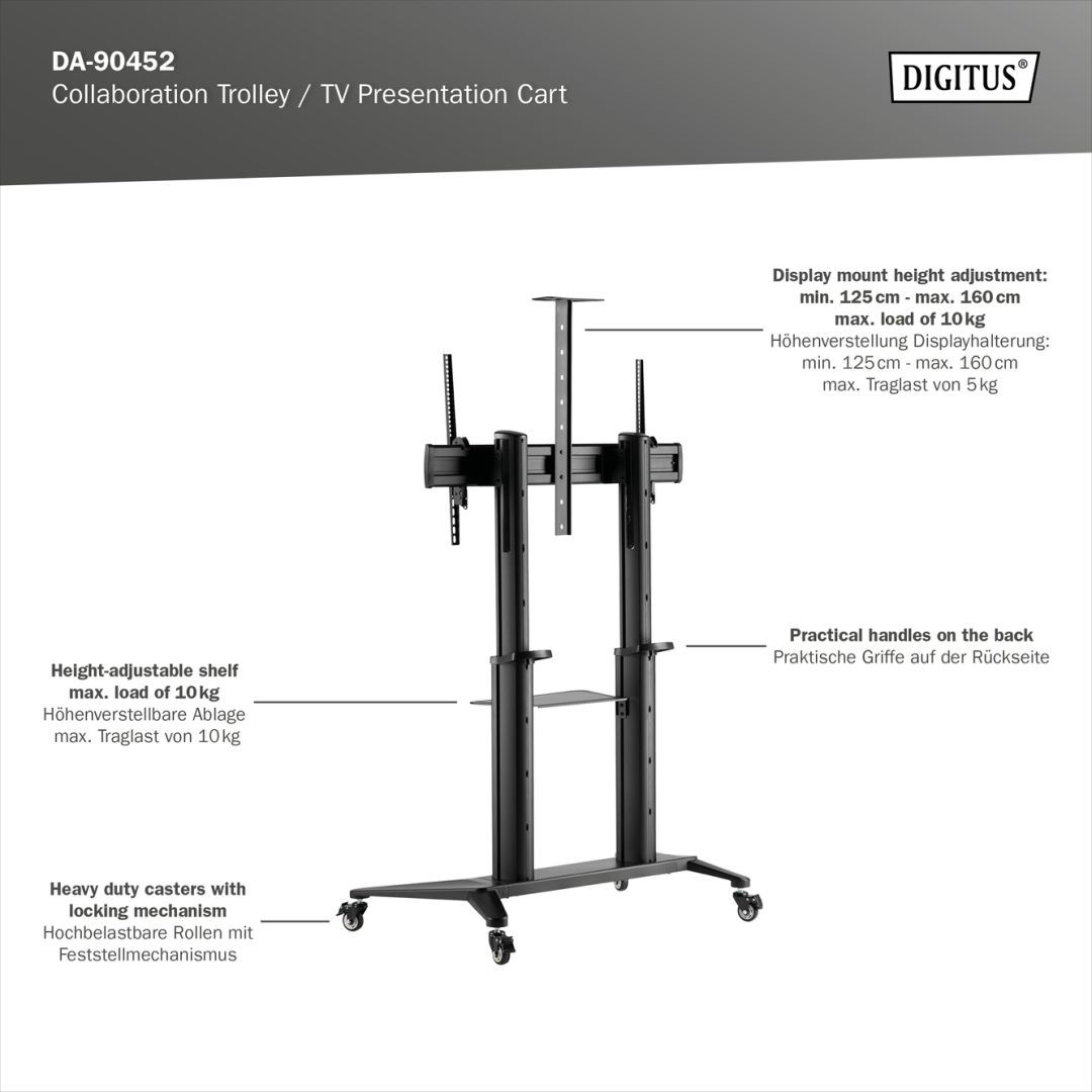 Digitus TV Cart 70-120" 140kg Black