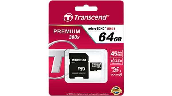 Transcend 64GB microSDXC Class10 UHS-I + adapterrel