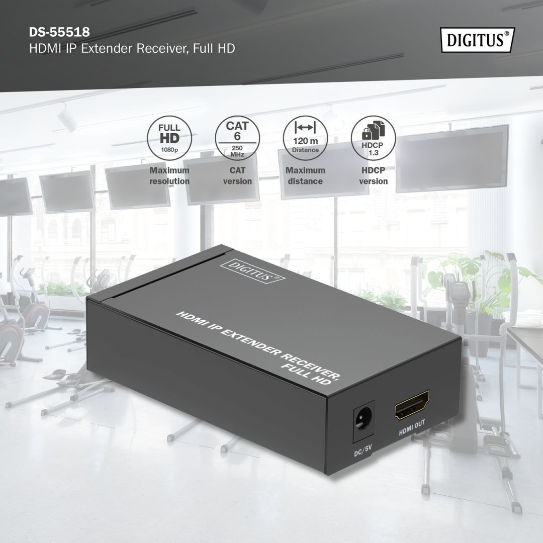 Digitus DS-55518 HDMI IP Video Extender Receiver Unit for DS-55517