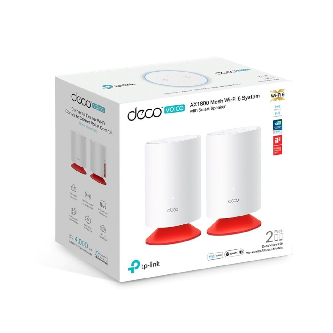 TP-Link Deco Voice X20 AX1800 Mesh Wi-Fi 6 System with Smart Speaker (2-pack)