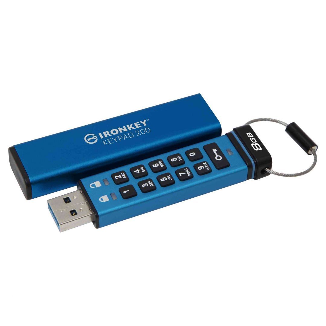 Kingston 8GB IronKey Keypad 200 USB3.2 Blue