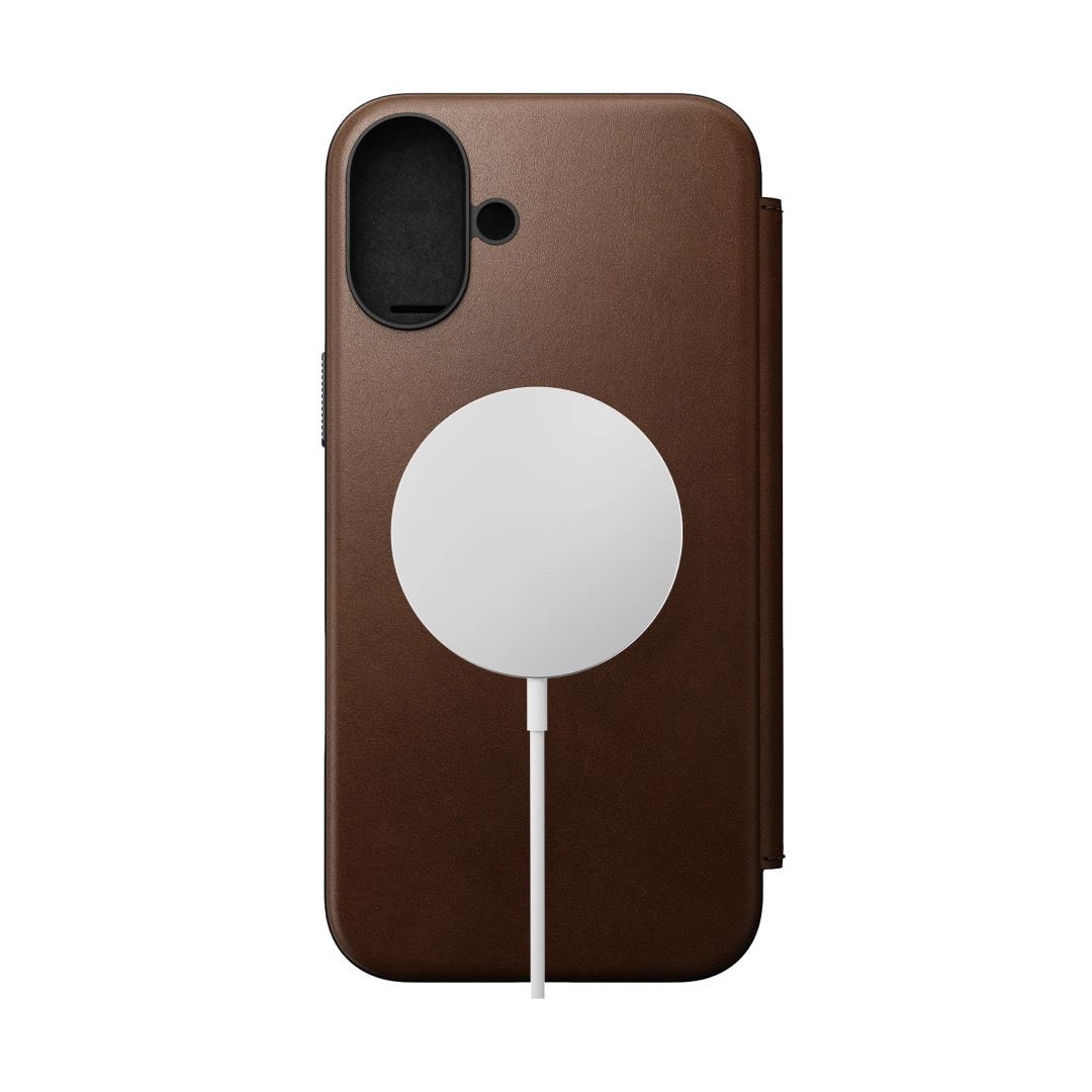 Nomad Modern Leather Folio iPhone 16 Plus Brown