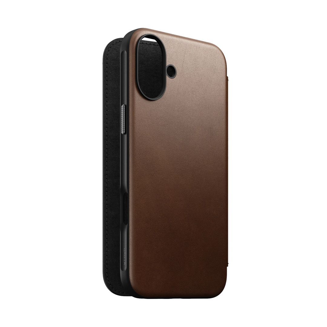 Nomad Modern Leather Folio iPhone 16 Plus Brown