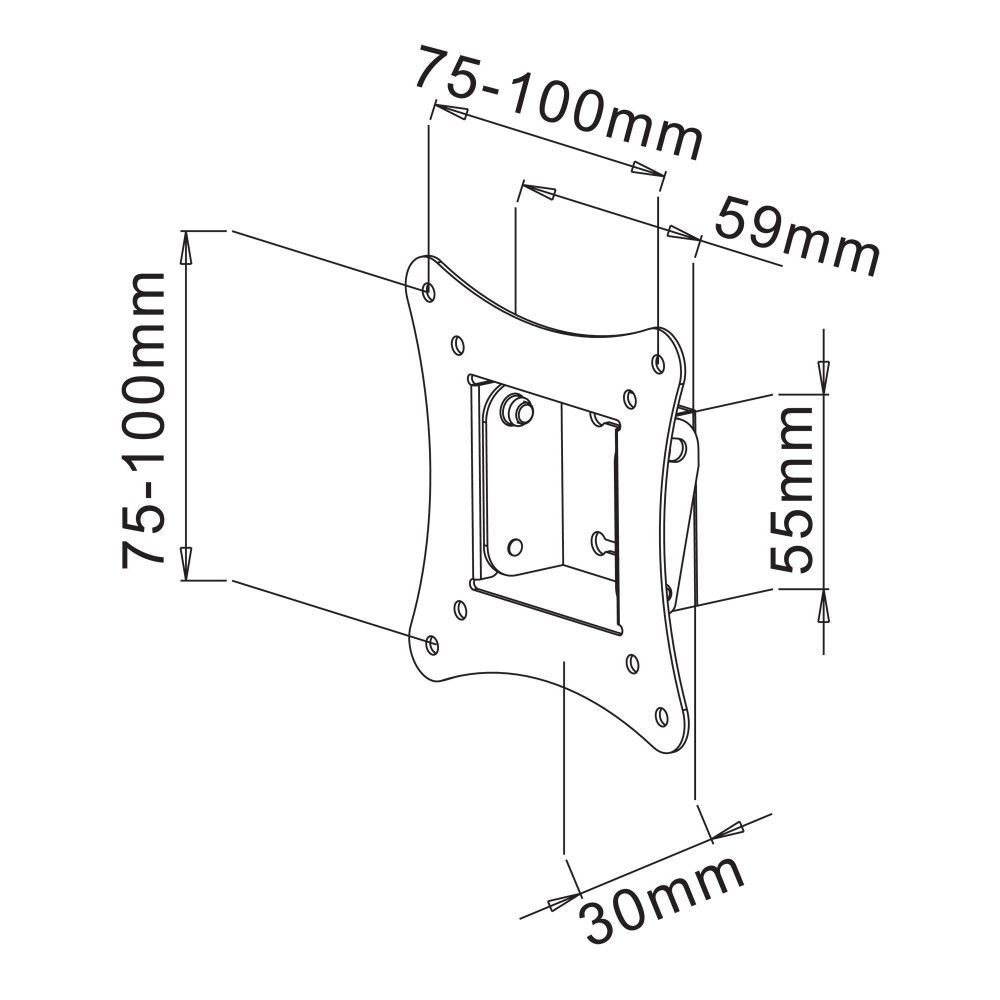 TECHLY 13"-30" Tilt Wall Support for TV Black