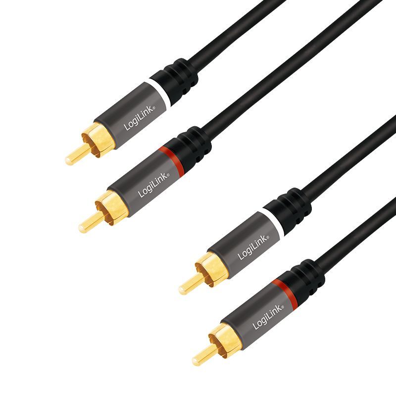 Logilink Audio cable 2x RCA/M to 2x RCA/M metal 1m Black