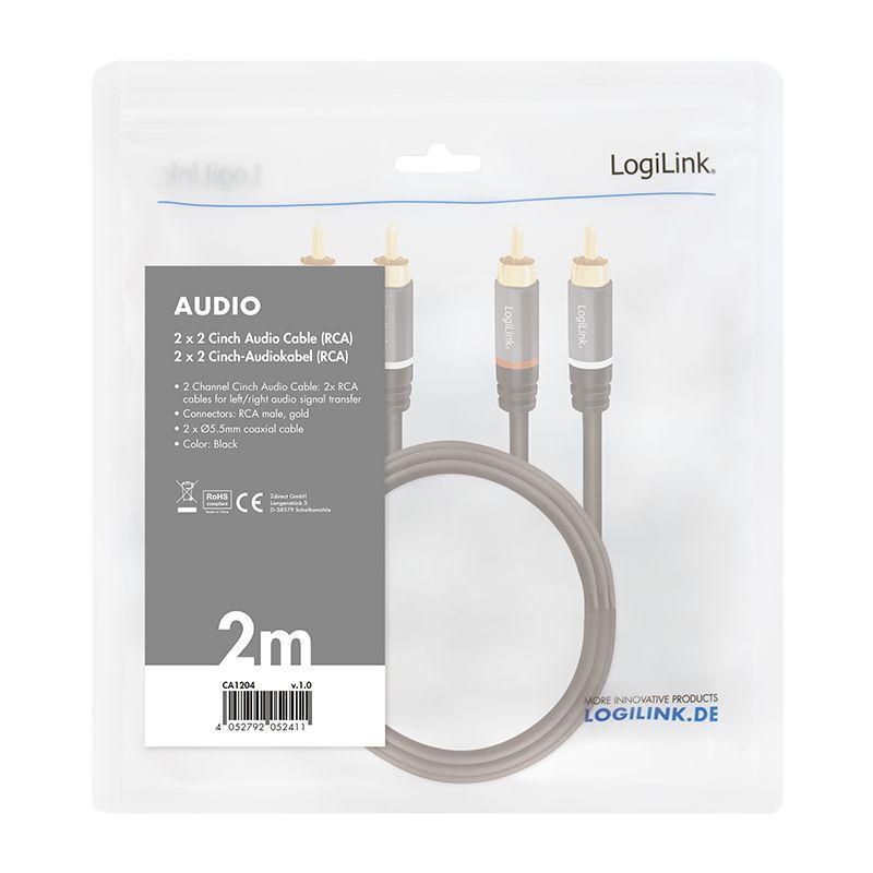 Logilink Audio cable 2x RCA/M to 2x RCA/M 2m Black