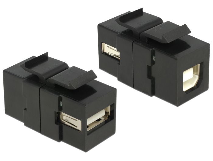 DeLock Keystone module USB 2.0 A female > USB 2.0 B female Black