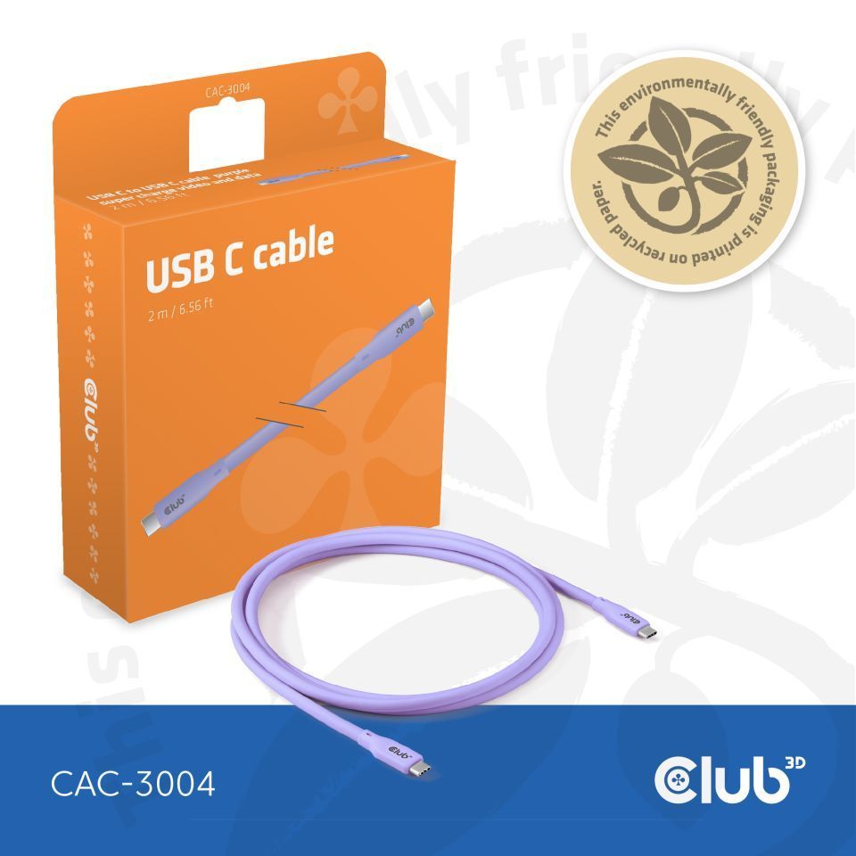 Club3D Lifestyle USB-C Cable 2m Puple