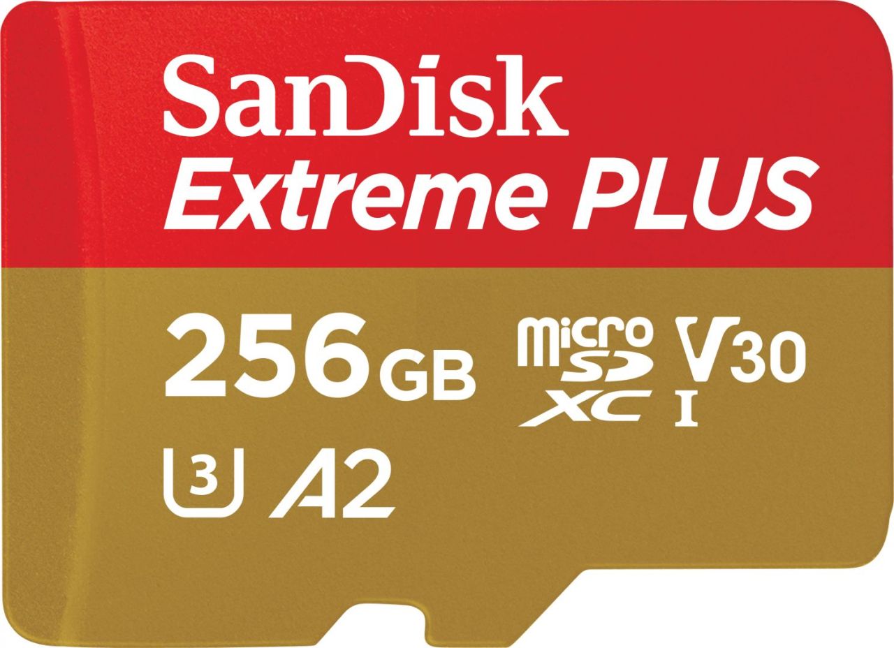 Sandisk 256GB microSDXC Extreme Plus Class 10 U3 A2 C10 V30 + adapterrel