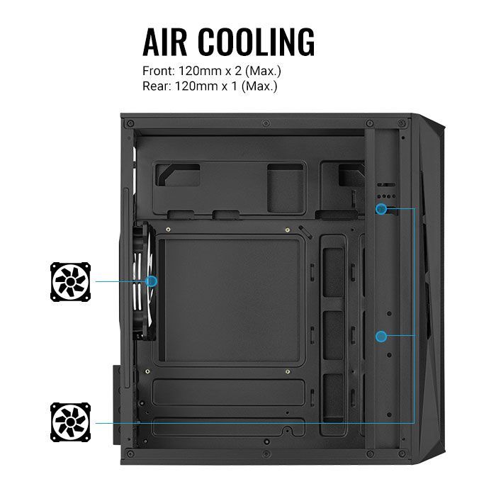 Aerocool CS-107-A-BK-v2 Mesh FRGB Window Black